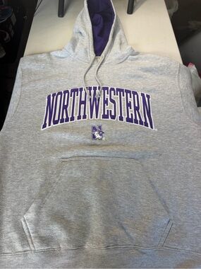 J. America Gray Hoodie with Purple Northwestern Lettering